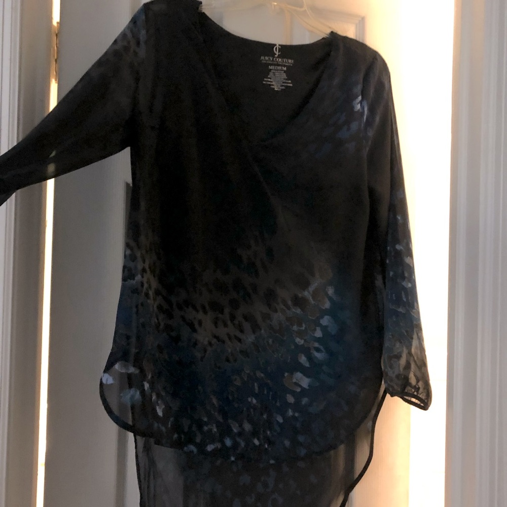 Juicy Couture Black and Aqua Sheer oversized shirt.